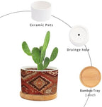 KilimTurkish Style Ceramic Planters Burnt Orange Color Ikat Snake Plant Live Indoor with Pot with Drainage Holes and Saucers Pot for Home Office Decoration - Image 3