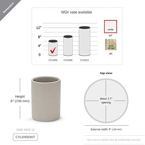 WGV Ceramic Cylinder Vase Bulk Width 4" Height 6" Elegant Unique Modern Matte Floral Container Planter Pot Centerpiece for Event Party Wedding Office Home Decor, Smooth White 12 Pieces - Image 2