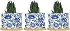 Blue and Indigo Floral Ceramic Planter Chinoiserie Chic Flower Pots for Plants with Drainage Holes and Saucers Pot for Succulents Cactus Garden Windowsill by BRUYU5SE