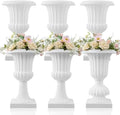 AceOrbit 6 Pack 20" Large Plastic Urn Planters, Pedestal Flower Plant Pot White Plant Stand for Wedding, Party, Event, Home, Stage, Garden, Balcony Decoration by Unknown