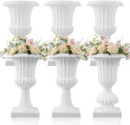 AceOrbit 6 Pack 20" Large Plastic Urn Planters, Pedestal Flower Plant Pot White Plant Stand for Wedding, Party, Event, Home, Stage, Garden, Balcony Decoration by Unknown