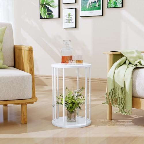 Plant Stand Indoor,small plant stool,Flower Pot Corner stand holder,Mid Century Heavy Duty Metal Tall Home Decor,Modern Round End Table,Small Rustic Display Stand for Living Room,Bedroom(White,18In) - Image 3