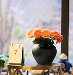 GeLive Black Ceramic Vase 7 Inch Round Farmhouse Rustic Flower Vase for Fresh/Dried Plants Table Centerpiece Minimalist Home Decor Handmade Pottery Planter Pot - Image 4