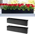 LaLaGreen Wall Planters (36 Inch, 2 Pack) Carbon Steel Black Metal Hanging Flower Pot for Succulents, Wall Mount Rectangular Long Window Sill Box Balcony Fence Floating Garden Shelf for Outdoor Decor by L%C3%A1L%C3%A1Green