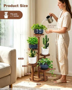 5 Tier Plant Stand Indoor, 32in Tall Wooden Flower Rack - Image 6