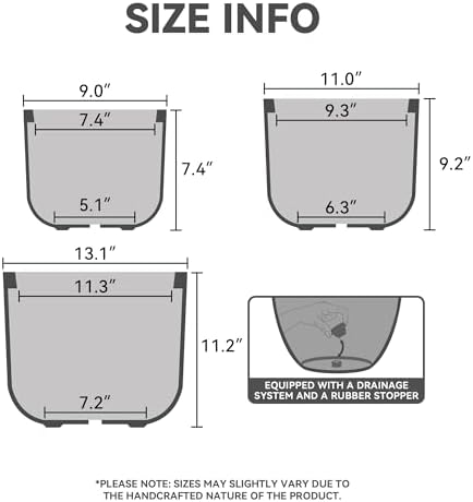 Kante Set of 3 Black Concrete Capsule Round Planters for Modern Home - Image 2