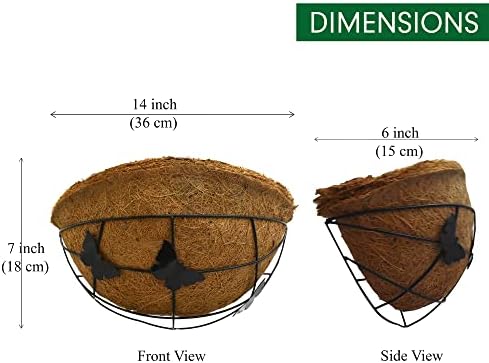 Palm Naki 14" Metal Wall Hanging Planter Basket with Coco Coir Liner - Set of 4 - Image 6