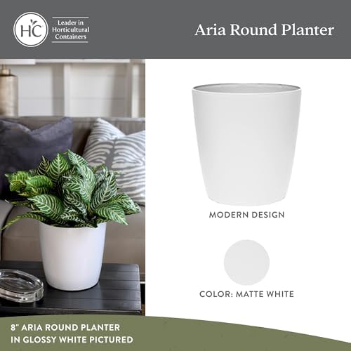 The HC Companies Aria Round Self-Watering Pot - Lightweight Plastic Planter for Herbs & More - Durable Plant Pots for Indoor Plants & Outdoor Plants (16" Matte White, Pack of 2) - Image 2