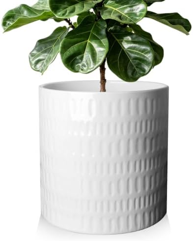 12 Inch Ceramic Plant Pot with Drainage by YUFDA