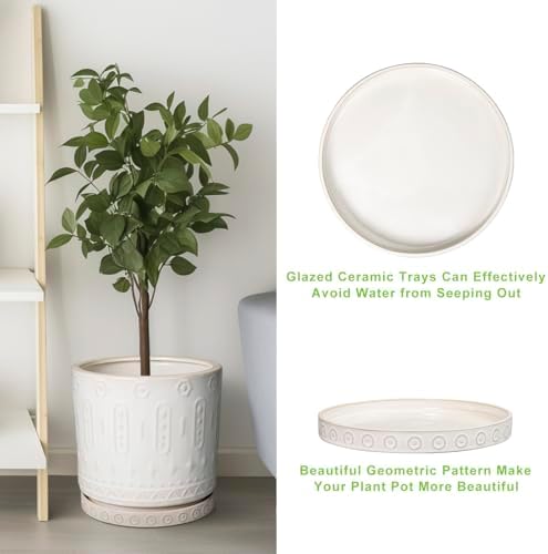 Eightpot Plant Drip Tray - Ceramic Plant Saucer for Outdoors 9.3 Inch Plant Tray for Indoors No Holes Plant Pot Saucer Plant Dishes to Catch Water Round Plant Drainage Trays, Cream White - Image 5