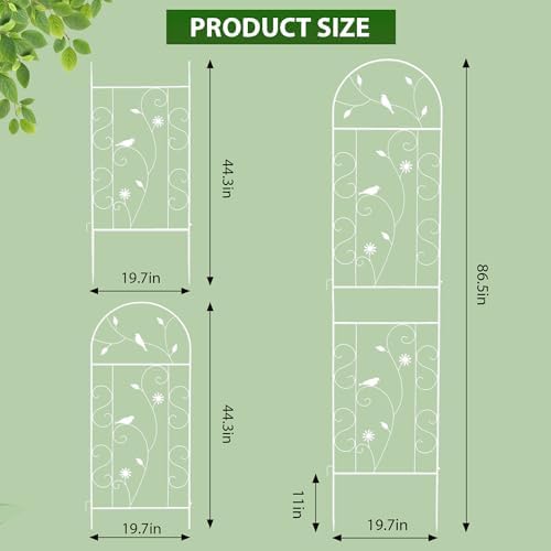 2 Pack 86.5" x 19.7" Metal Garden Trellis for Climbing Plants, White - Image 2