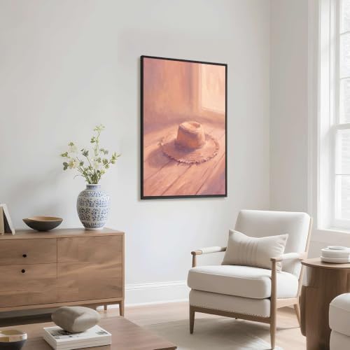 Straw Hat Still Life Wall Art, Black Framed Impressionist Print - Image 6