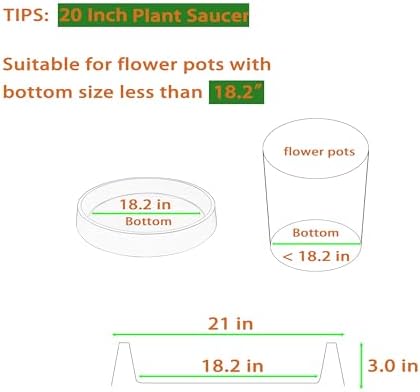Plant Saucer Tray for Ceramic Plastic Pots, 20 inch Plant Saucers for Indoors, Pot Saucers Trays, Bird Bath Bowls, Flower Planter Water Drip Trays for Pots Base (20", Black) - Image 2
