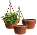 Bloem Dura Cotta 12" Plastic Hanging Basket Planter, Terra Cotta, 4-Pack by Bloem