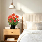 Briful Fall Geranium Artificial Flowers Realistic Potted Plant, Orange - Image 5