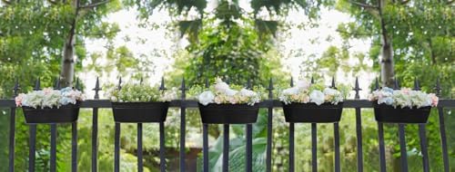 Dahey 15 Inches Railing Planter Box 5 Pcs Metal Hanging Flower Pots, Black - Image 5