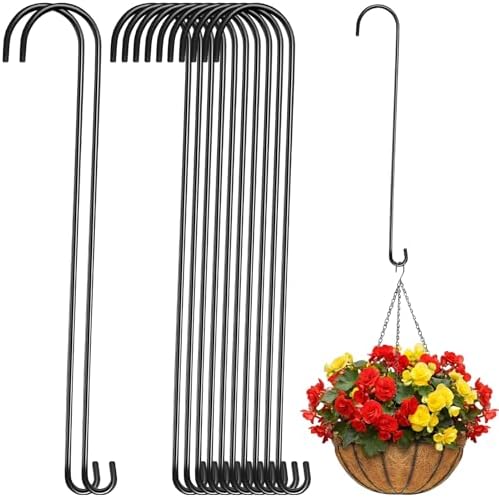 S Hooks for Hanging Plants Branch Hook, 12 Pack, Black, 36 Inch by Leriton