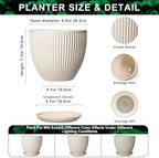 Ceramic Flower Pots, 8 Inch Plant Pot with Saucer, Cream White - Image 2