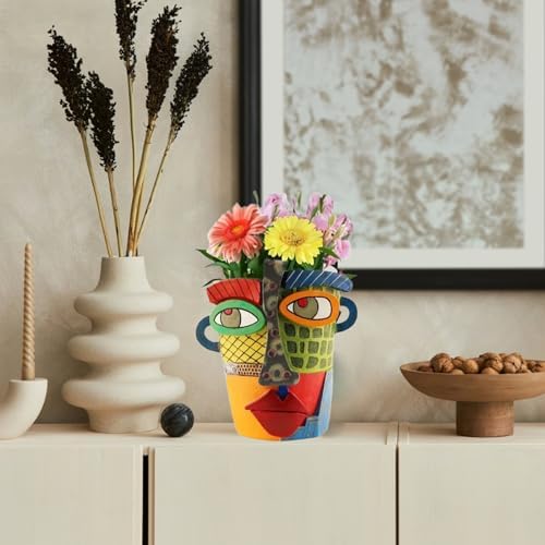 TOZLU Abstract Face Head Planter Picasso Colorful Art Resin Flower Pot - Image 5