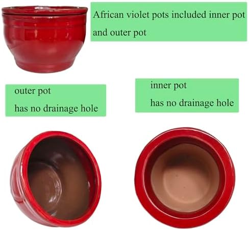 Self Watering African Violet Pots Red 6 inch - Image 4