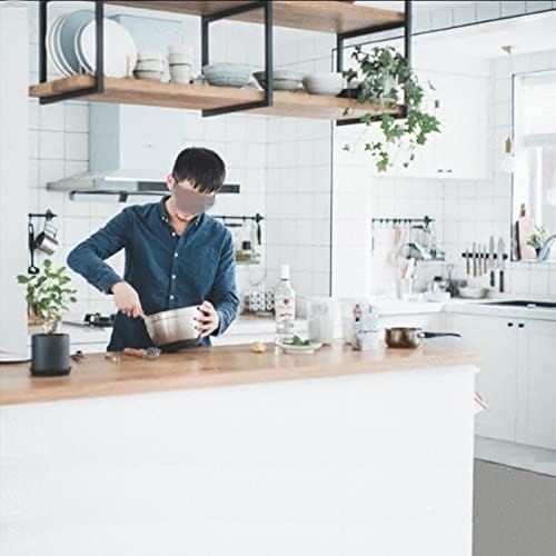 Ceiling Hanging Bar Unit Modern Ceiling Hanging Storage Rack Kitchen Pot Pan Shelf Flower Stand Plants Shelving Floating Shelves 60/80/100/120/150 Cm Bar Wine Holder Wood and Metal - Image 7