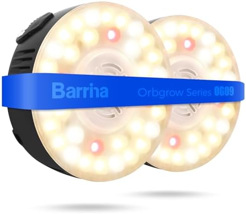 Barrina OG09 Puck Grow Light, 18W(2 x 9W), 660nm Red LEDs, 2 Packs, Black by Barrina