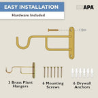 Ilyapa 3 Pack Metal Wall Plant Hangers - 7 Inch Plant Hanger for Indoor - Rustic Brass Finish Hooks for Hanging Plants, Baskets, and Macrame - Indoor Hangers for Plants, Lanterns or Wind Chimes - Image 4