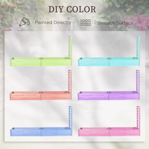 Outsunny Raised Garden Bed Trellis, 2 Compartments, 43 Inch, Natural Tone - Image 4