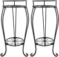 CASIMR 2-Pack Plant Stand, 2 Tier 26.8 inch Tall Metal Potted Holder Rack,Indoor Outdoor Multiple Flower Pot Shelf Rustproof Iron Garden Container for Garden Patio Living Room Corner Balcony, Black by CASIMR