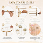 3PCS Round Cylinder Pedestal Stands Set, Gold Metal Display Columns with Removable Acrylic Tops, Sturdy Iron Nesting Risers for Wedding Party Dessert Table, Floral Vases and Event Decor (23.6", 31.5", 39.3" Heights) - Image 3