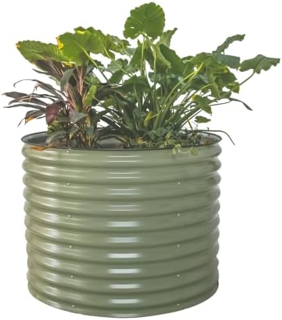 Vego garden 32" Tall 42" Round Raised Garden Bed Raised Bed Planter Box for Vegetables Flowers Patio-Olive Green by Unknown