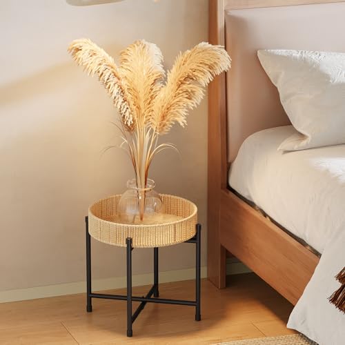 Bamworld Rattan Plant Stand Indoor Boho Plant Table for Large Plants Single Plant Stool Plant Holder for Living Room Bedroom - Image 4