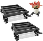 2PCS 8 Inch Plant Caddy with Wheels Lockable Heavy Duty Trolley Large Metal Square Plant Dolly Plant Roller Base Potted Stand Suitable for Indoor Outdoor Plant Pots Black by Unknown