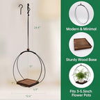 hismocal 2 Pack Hanging Planter for Indoor Plants, Black Plant Hanger with Sturdy Wood Base, Modern Boho Macrame Hanger, Wall Ceiling Window Planter (Plants/Pots Not Included) - Image 2