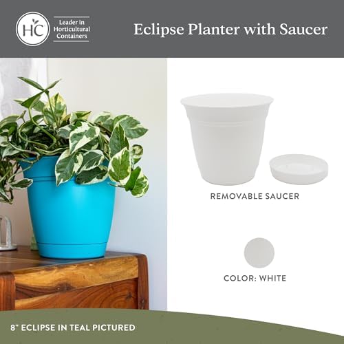 The HC Companies Eclipse Round Planter Pot, 8 Inch, White, 4-Pack - Image 2