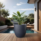 Kante Round Concrete Planter, Large Outdoor Indoor Garden Pots with Drainage Hole, 18-Inch Diameter Flower Pots for Patio, Garden and Home, Charcoal - Image 6