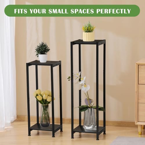 Dipion 31 Inch Tall Plant Stand Indoor,2 Tier Pedestal Stand Table,Black - Image 6