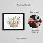 Framed Canvas Wall Art Watercolor Floral Wicker Basket White Hydrangeas Canvas Print Poster Black Frame Wall Decor for Living Room Bedroom Pussy Willow, Grace Decor - Inch 16x20 - Image 2