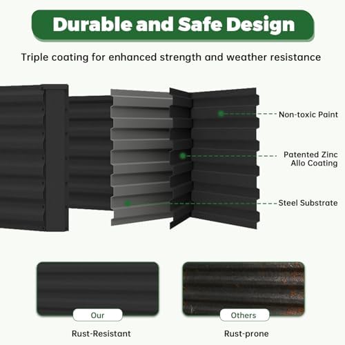 NAVINE 6x3x3ft Outdoor Metal Raised Garden Bed, Metal Planter Box, 2-Pack - Image 6