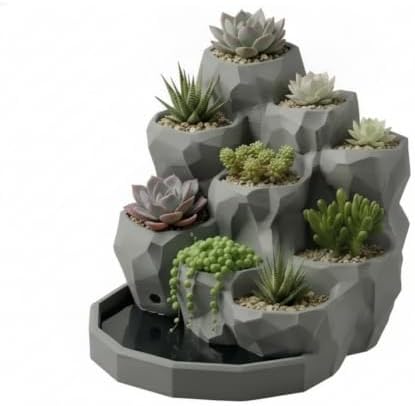 1 Pack Geometric Planter for Succulents, Modern PP Plastic Pot for Desk and Shelf Display, Compact Indoor Container by Unknown