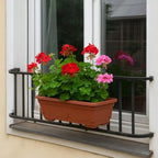 18" Inch Terracotta Style Window Box Plastic Planter - Rectangular Large Flower Boxes for Outdoor Plants, Lightweight Clay-Look, Indoor Herb Gardens & Willow Sills, Durable, Patio, Garde (6) - Image 2