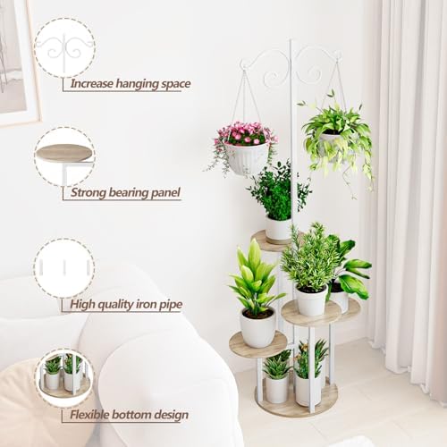 INGIORDAR Plant Stand Indoor Outdoor Corner 5 Tier Flower Shelf White - Image 4
