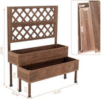 Wooden Raised Garden Bed with Trellis & Wheels, 2-Tier Elevated Planter Box - Image 2