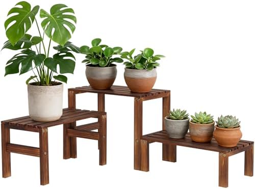 3 Tiered Wooden Plant Stand Shelf Indoor Outdoor,Corner Small Flower Stand by OcBuct