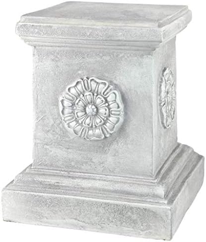 Design Toscano English Rosette Indoor/Outdoor Sculptural Garden Plinth Base Statue Riser, Large 12.5 Inch Tall, Cast Stone Resin, Antique Stone Finish - Image 6