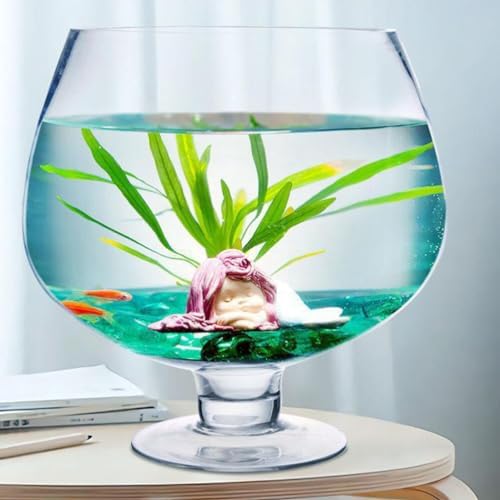 POPETPOP Bowl Glass Vase Clear Bubble Bowl Goblet Shaped Plant Terrarium Goldfish Bowl for Home Office Tabletop Decor, 21.00X21.00X21.00CM, Transparent - Image 2