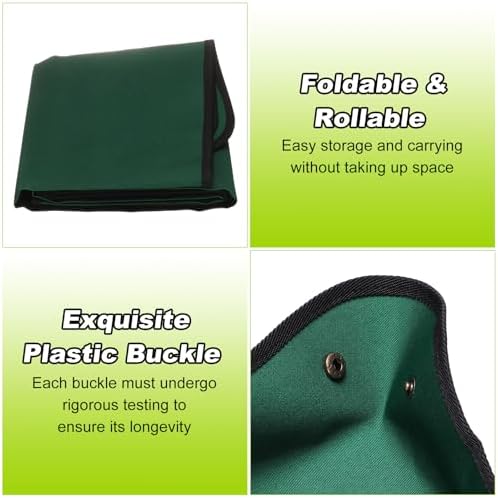 HARFINGTON 3pcs Repotting Mat 39.4" x 59.1" Oxford Cloth Waterproof Plant Repotting Mat Foldable Portable Gardening Potting Tray with Metal Buckle for Indoor Plant Change Soil, Dark Green - Image 4