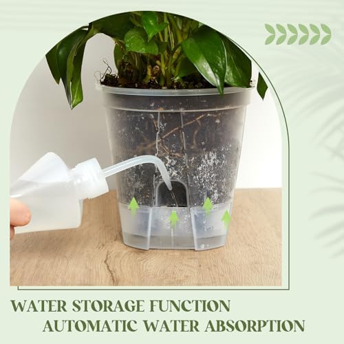 Wonderjune Self Watering Planter, 4.72'', 5.91'', 7.09'', Clear, 12 Pcs - Image 3