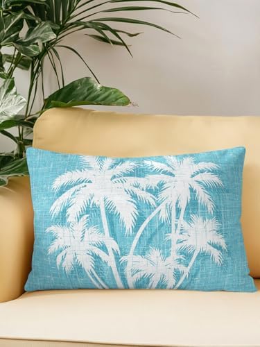 Tropical Palm Tree 12x20 Waterproof Outdoor Lumbar Pillow with Insert, Vintage Aqua Exotic Botanical Plants Patio Cushion Pillows for Outdoor Sofa Bench Porch Balcony Furniture, 1 Pack - Image 2