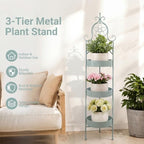 Metal 3-Tier Ladder Corner Plant Stand Green Flower Pot Rack - Image 6